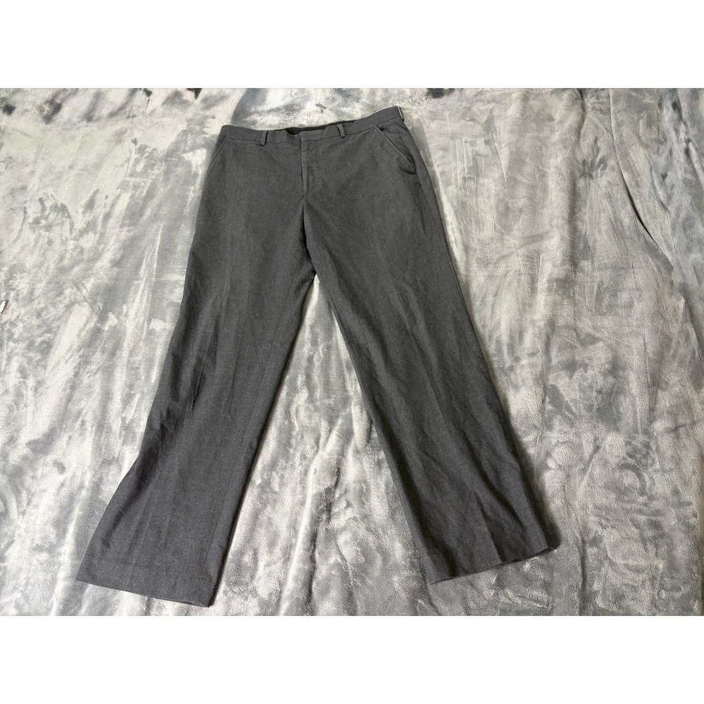 J.Ferrar Mens Dress Pants 36x32 Grey Stretch Polyester Viscose Blend